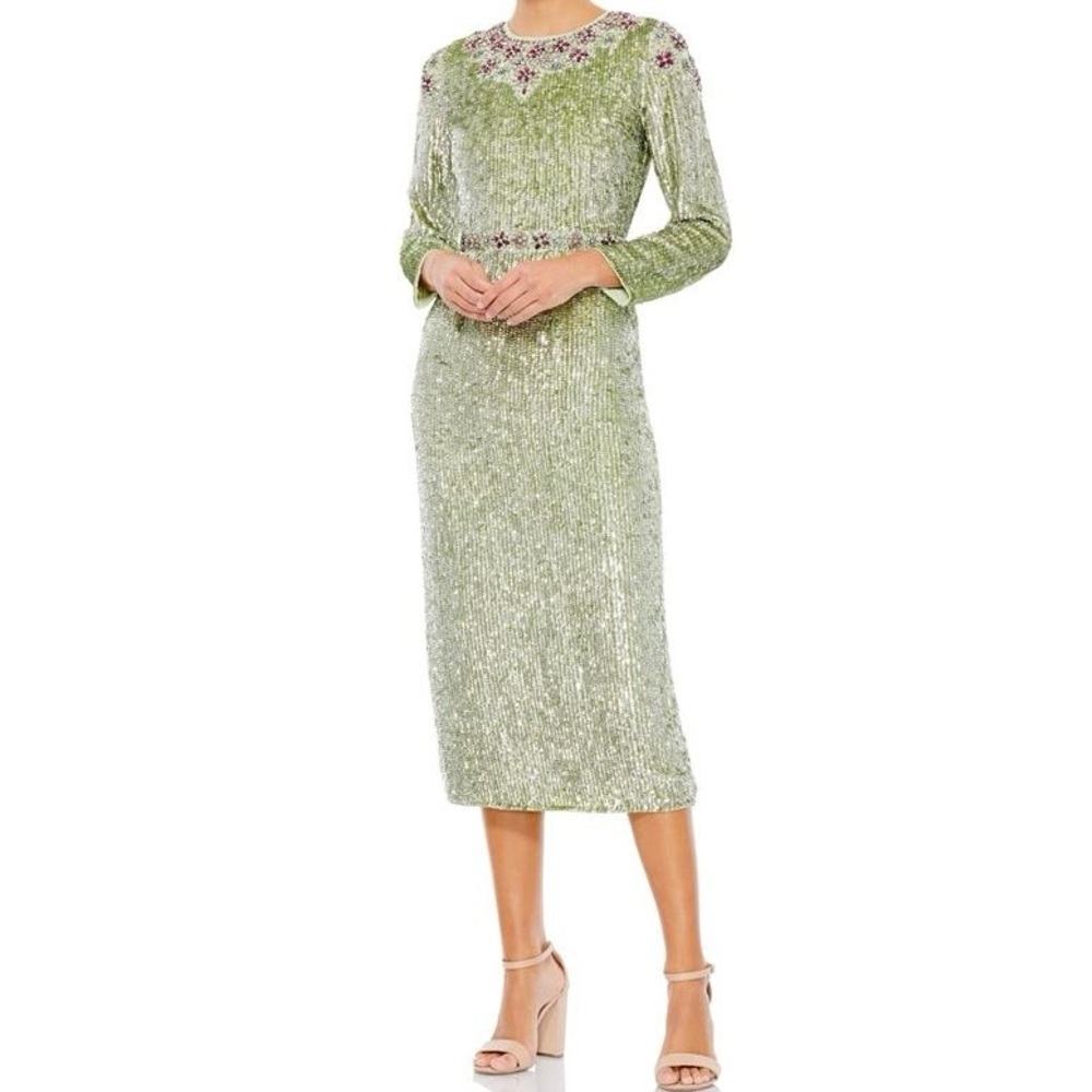 Mac Duggal | Long Sleeve Sequined Dress